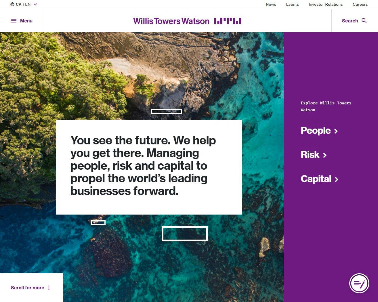 Screenshot showing the Willis Towers Watson website.